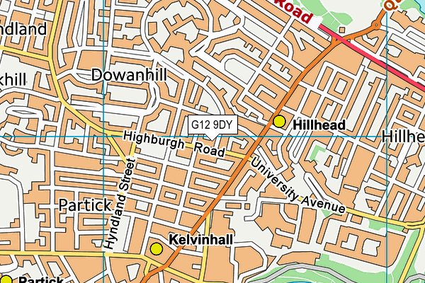 G12 9DY map - OS VectorMap District (Ordnance Survey)