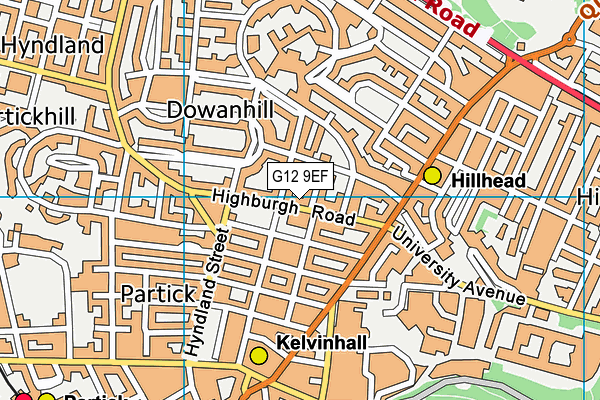 G12 9EF map - OS VectorMap District (Ordnance Survey)