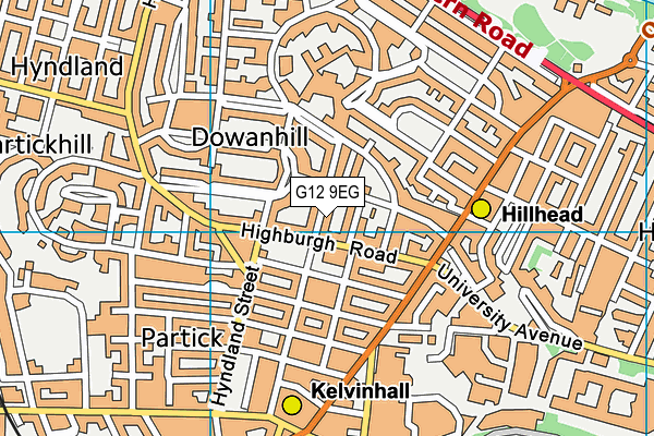 G12 9EG map - OS VectorMap District (Ordnance Survey)