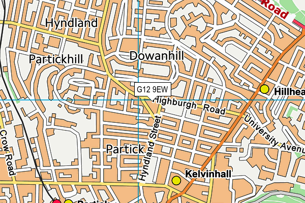 G12 9EW map - OS VectorMap District (Ordnance Survey)