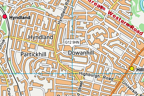 G12 9HN map - OS VectorMap District (Ordnance Survey)