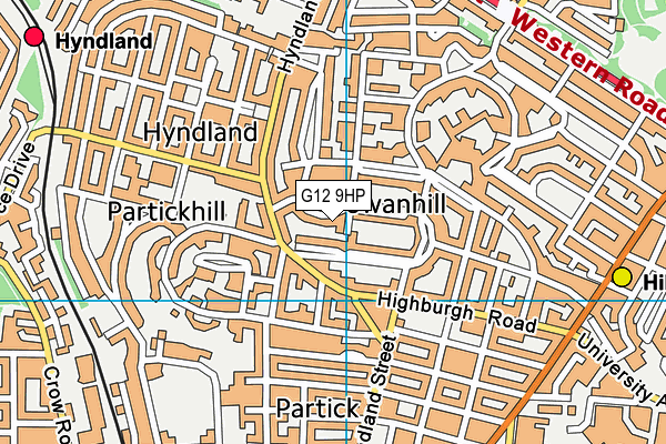 G12 9HP map - OS VectorMap District (Ordnance Survey)