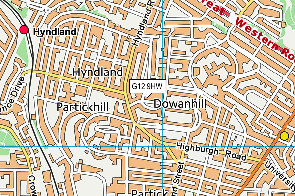 G12 9HW map - OS VectorMap District (Ordnance Survey)