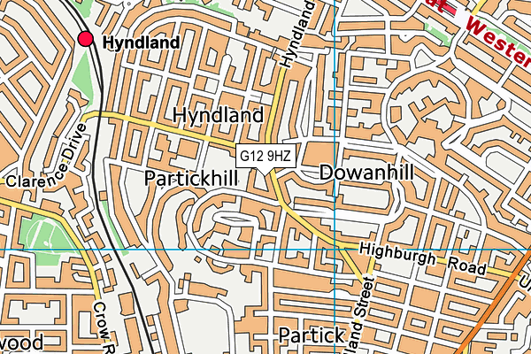 G12 9HZ map - OS VectorMap District (Ordnance Survey)