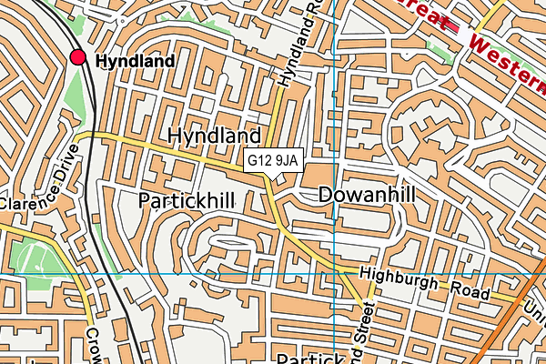 G12 9JA map - OS VectorMap District (Ordnance Survey)