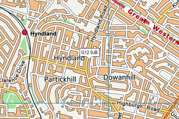 G12 9JB map - OS VectorMap District (Ordnance Survey)