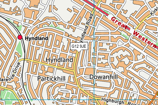 G12 9JE map - OS VectorMap District (Ordnance Survey)