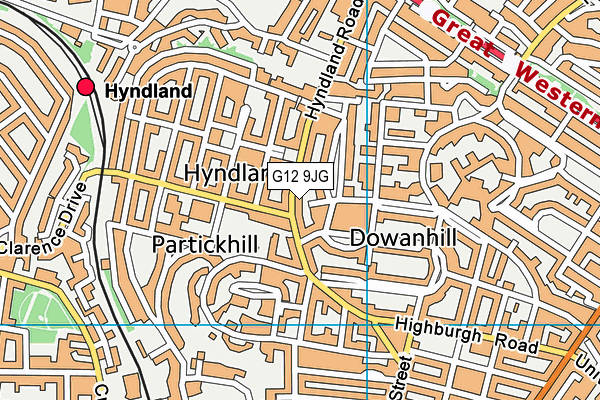 G12 9JG map - OS VectorMap District (Ordnance Survey)