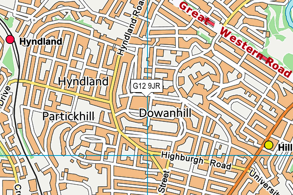 G12 9JR map - OS VectorMap District (Ordnance Survey)