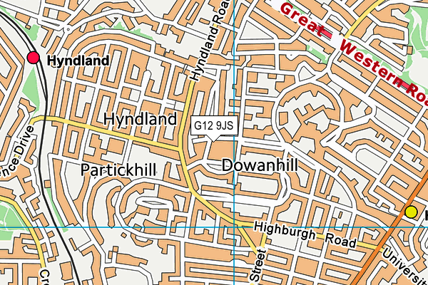 G12 9JS map - OS VectorMap District (Ordnance Survey)