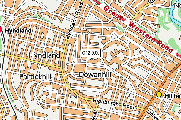 G12 9JX map - OS VectorMap District (Ordnance Survey)