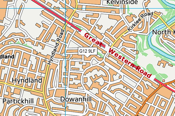 G12 9LF map - OS VectorMap District (Ordnance Survey)