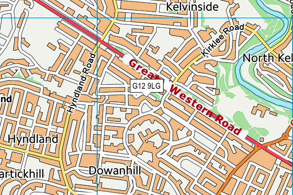 G12 9LG map - OS VectorMap District (Ordnance Survey)