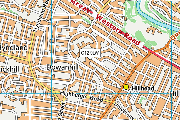 G12 9LW map - OS VectorMap District (Ordnance Survey)