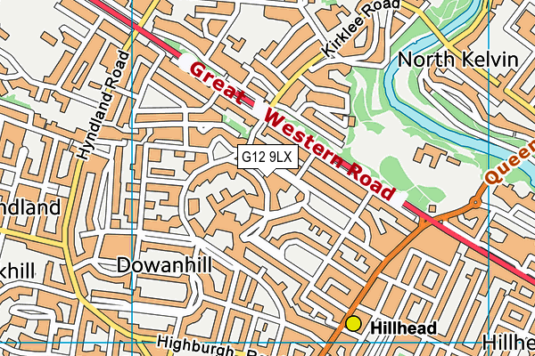 G12 9LX map - OS VectorMap District (Ordnance Survey)