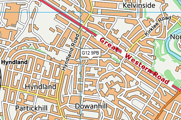 G12 9PB map - OS VectorMap District (Ordnance Survey)