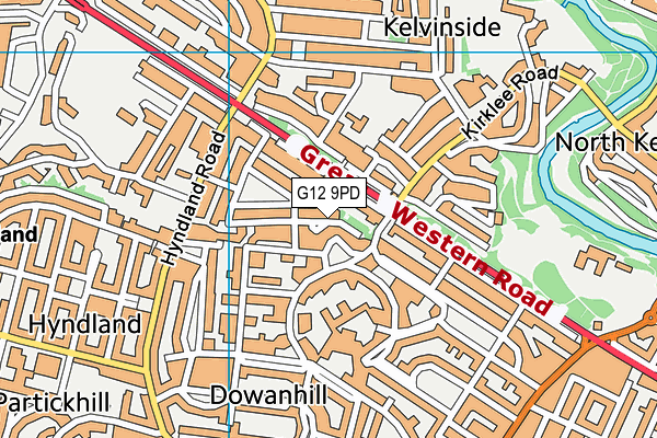 G12 9PD map - OS VectorMap District (Ordnance Survey)