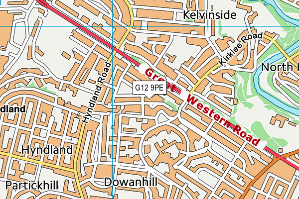 G12 9PE map - OS VectorMap District (Ordnance Survey)