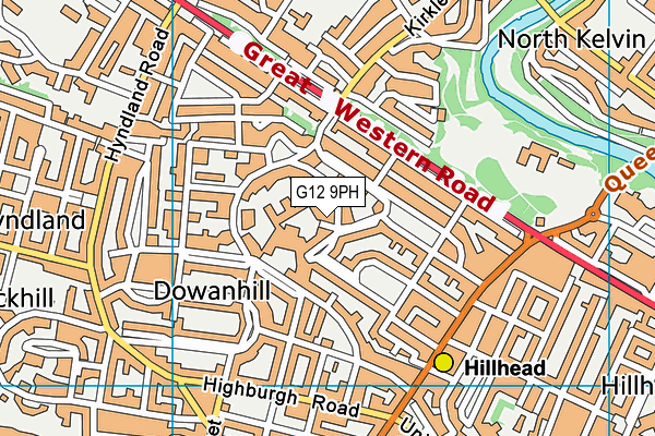 G12 9PH map - OS VectorMap District (Ordnance Survey)