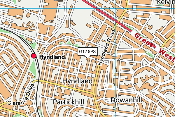 G12 9PS map - OS VectorMap District (Ordnance Survey)