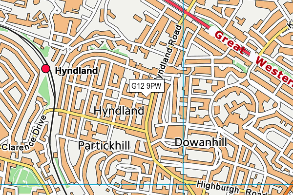 G12 9PW map - OS VectorMap District (Ordnance Survey)