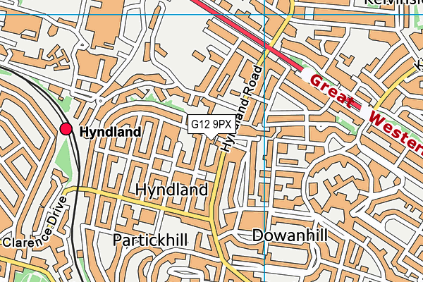 G12 9PX map - OS VectorMap District (Ordnance Survey)