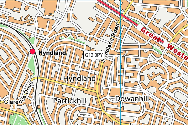 G12 9PY map - OS VectorMap District (Ordnance Survey)