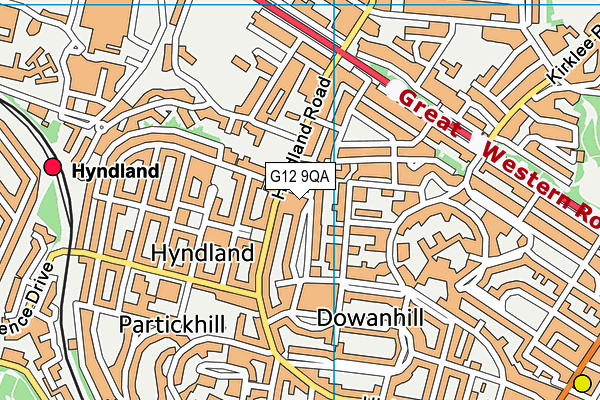 G12 9QA map - OS VectorMap District (Ordnance Survey)