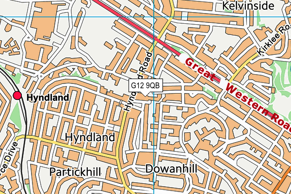 G12 9QB map - OS VectorMap District (Ordnance Survey)