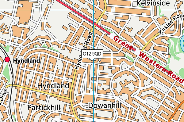 G12 9QD map - OS VectorMap District (Ordnance Survey)