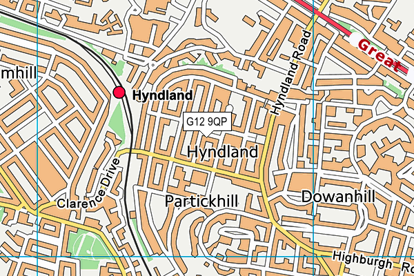 G12 9QP map - OS VectorMap District (Ordnance Survey)