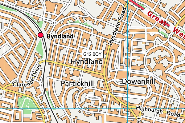 G12 9QY map - OS VectorMap District (Ordnance Survey)