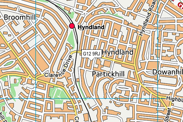 G12 9RJ map - OS VectorMap District (Ordnance Survey)