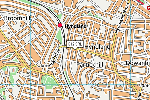 G12 9RL map - OS VectorMap District (Ordnance Survey)