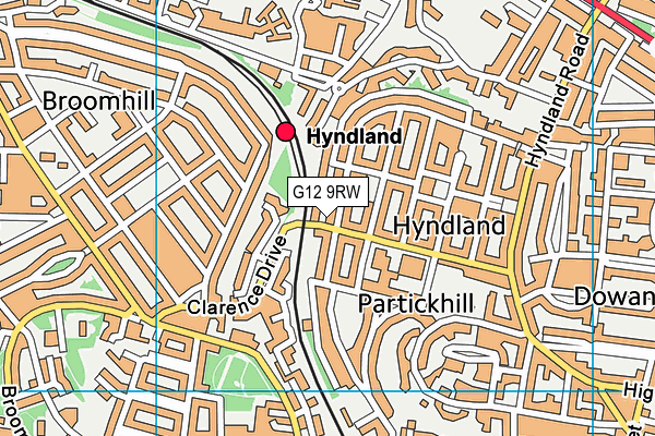 G12 9RW map - OS VectorMap District (Ordnance Survey)