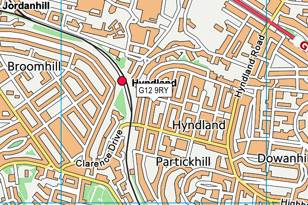 G12 9RY map - OS VectorMap District (Ordnance Survey)