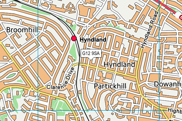 G12 9SA map - OS VectorMap District (Ordnance Survey)