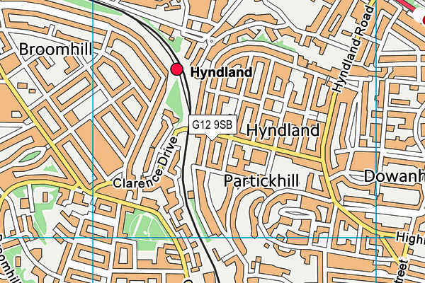 G12 9SB map - OS VectorMap District (Ordnance Survey)