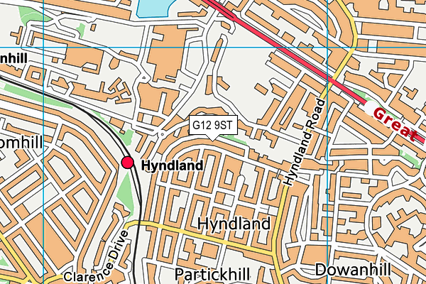 G12 9ST map - OS VectorMap District (Ordnance Survey)