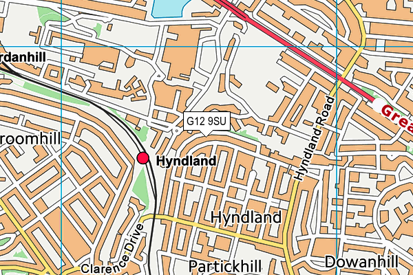 G12 9SU map - OS VectorMap District (Ordnance Survey)