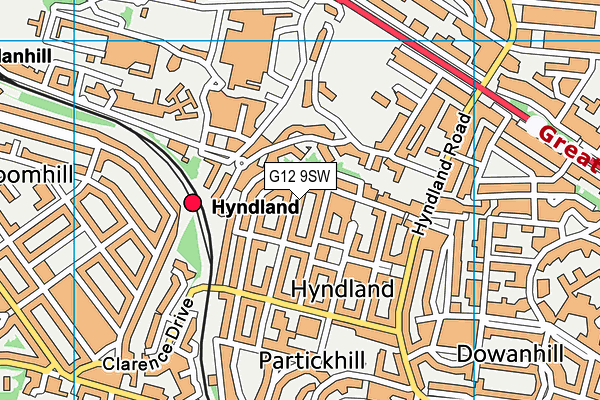 G12 9SW map - OS VectorMap District (Ordnance Survey)