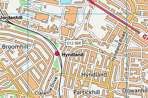 G12 9SX map - OS VectorMap District (Ordnance Survey)