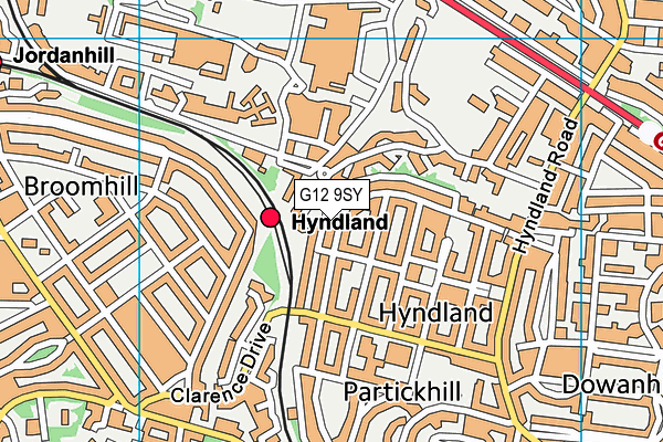 G12 9SY map - OS VectorMap District (Ordnance Survey)