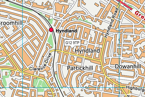 G12 9TP map - OS VectorMap District (Ordnance Survey)