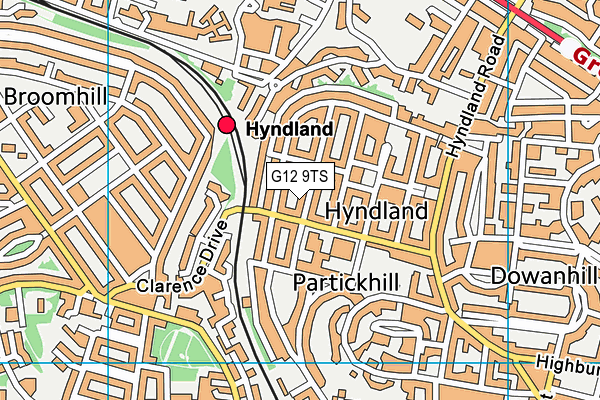 G12 9TS map - OS VectorMap District (Ordnance Survey)