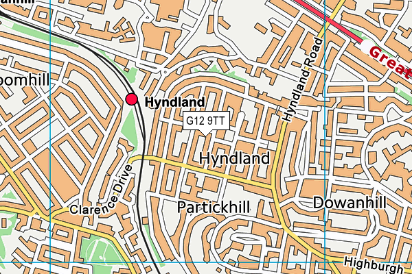 G12 9TT map - OS VectorMap District (Ordnance Survey)