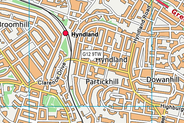 G12 9TW map - OS VectorMap District (Ordnance Survey)