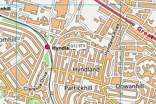 G12 9TX map - OS VectorMap District (Ordnance Survey)