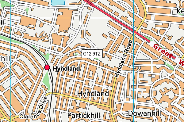 G12 9TZ map - OS VectorMap District (Ordnance Survey)