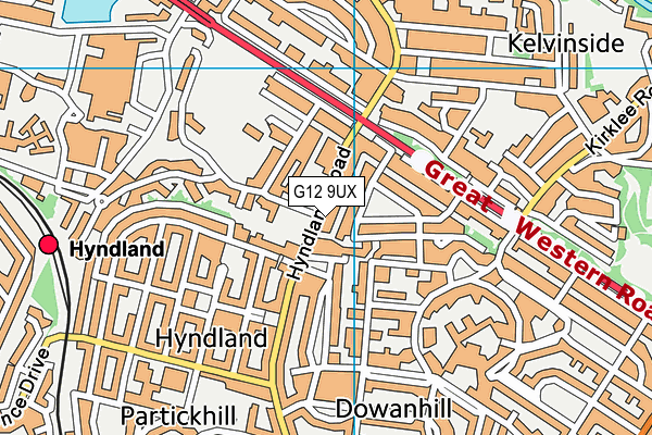 G12 9UX map - OS VectorMap District (Ordnance Survey)